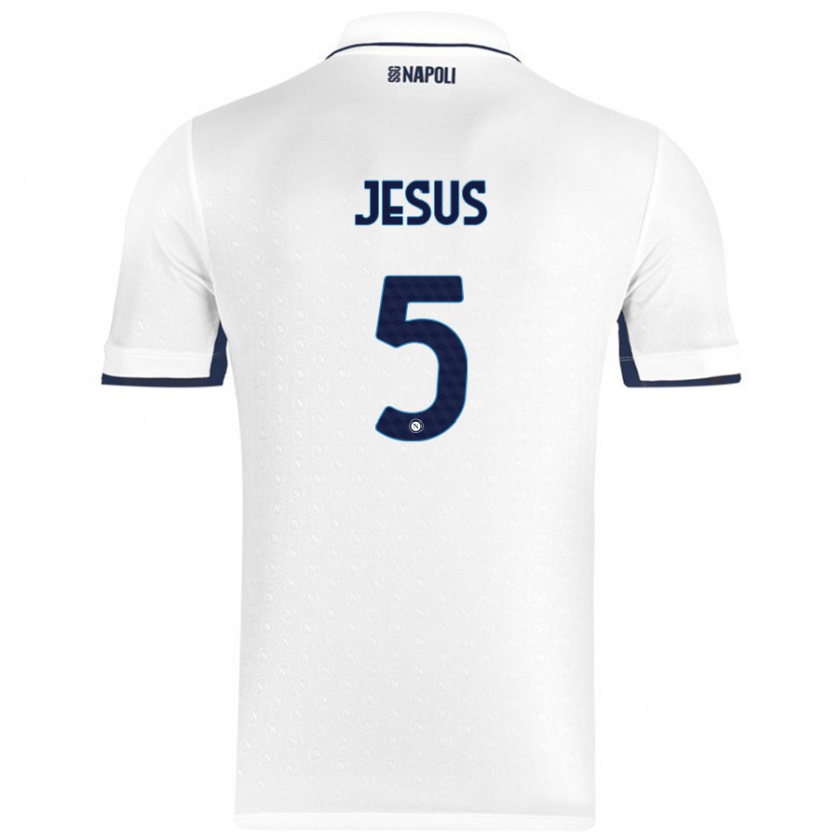 Kandiny Kinder Juan Jesus #5 Weiß Königsblau Auswärtstrikot Trikot 2024/25 T-Shirt