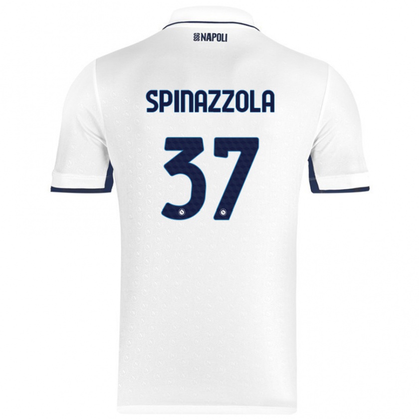 Kandiny Kinder Leonardo Spinazzola #37 Weiß Königsblau Auswärtstrikot Trikot 2024/25 T-Shirt