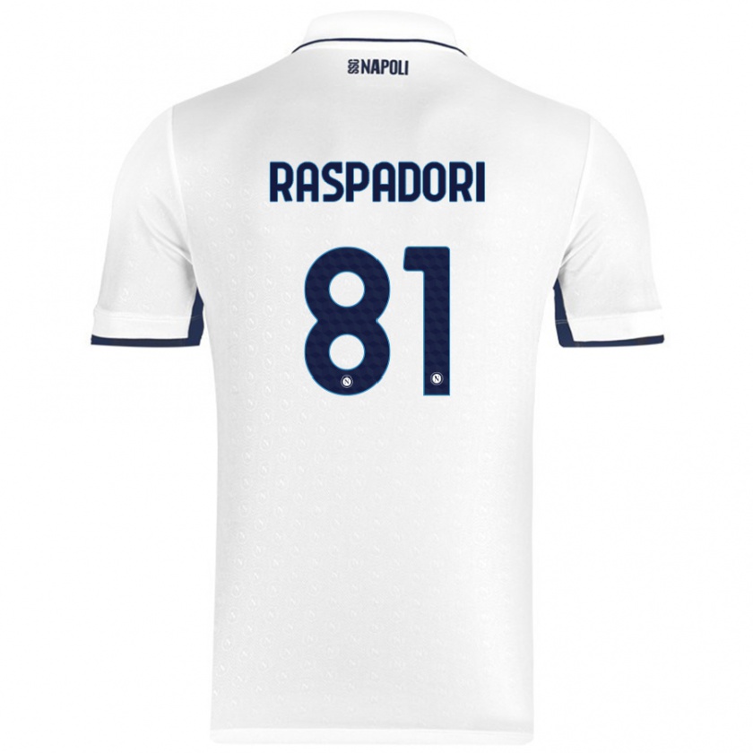 Kandiny Kinder Giacomo Raspadori #81 Weiß Königsblau Auswärtstrikot Trikot 2024/25 T-Shirt