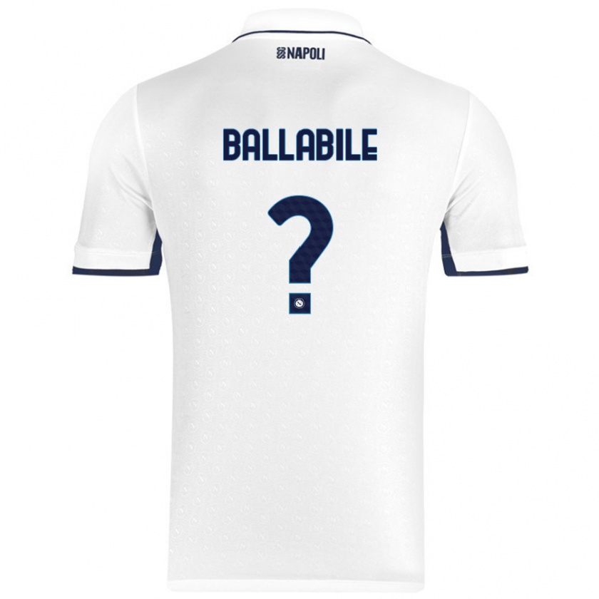 Kandiny Kinder Ernesto Ballabile #0 Weiß Königsblau Auswärtstrikot Trikot 2024/25 T-Shirt