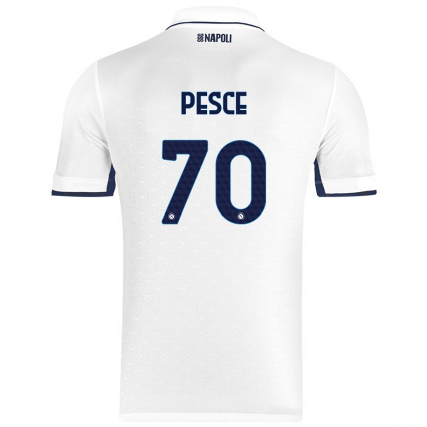 Kandiny Kinder Antonio Pesce #70 Weiß Königsblau Auswärtstrikot Trikot 2024/25 T-Shirt