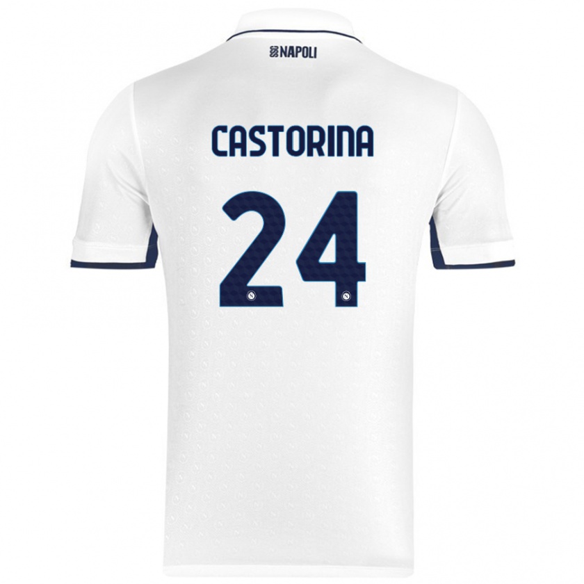 Kandiny Kinder Alessandro Castorina #24 Weiß Königsblau Auswärtstrikot Trikot 2024/25 T-Shirt