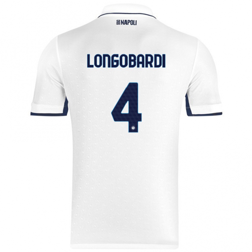 Kandiny Kinder Salvatore Longobardi #4 Weiß Königsblau Auswärtstrikot Trikot 2024/25 T-Shirt