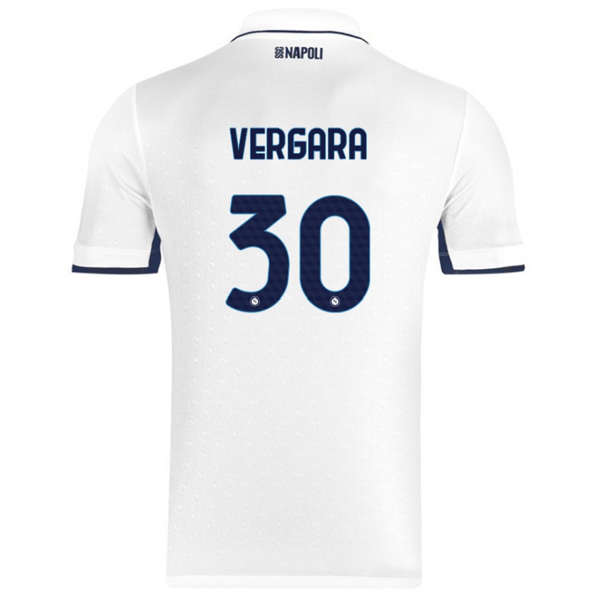 Kandiny Kinder Antonio Vergara #30 Weiß Königsblau Auswärtstrikot Trikot 2024/25 T-Shirt