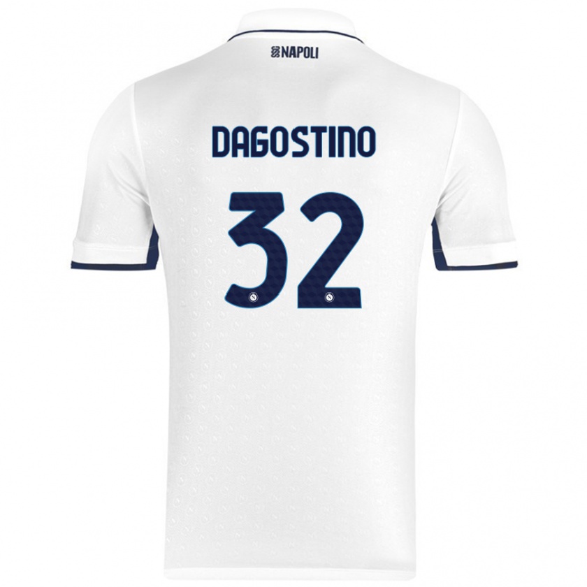 Kandiny Kinder Giuseppe Dagostino #32 Weiß Königsblau Auswärtstrikot Trikot 2024/25 T-Shirt