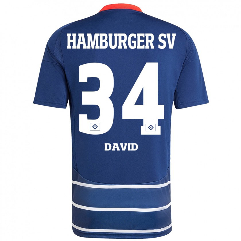 Kandiny Kinder Jonas David #34 Dunkelblau Auswärtstrikot Trikot 2024/25 T-Shirt