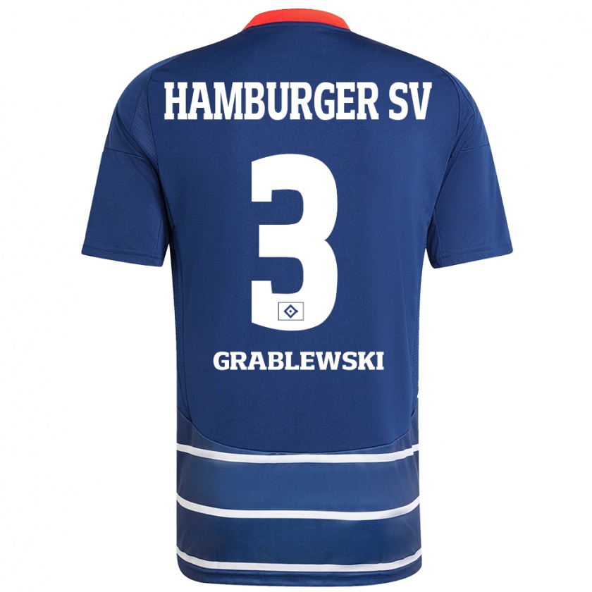 Kandiny Kinder Max Grablewski #3 Dunkelblau Auswärtstrikot Trikot 2024/25 T-Shirt