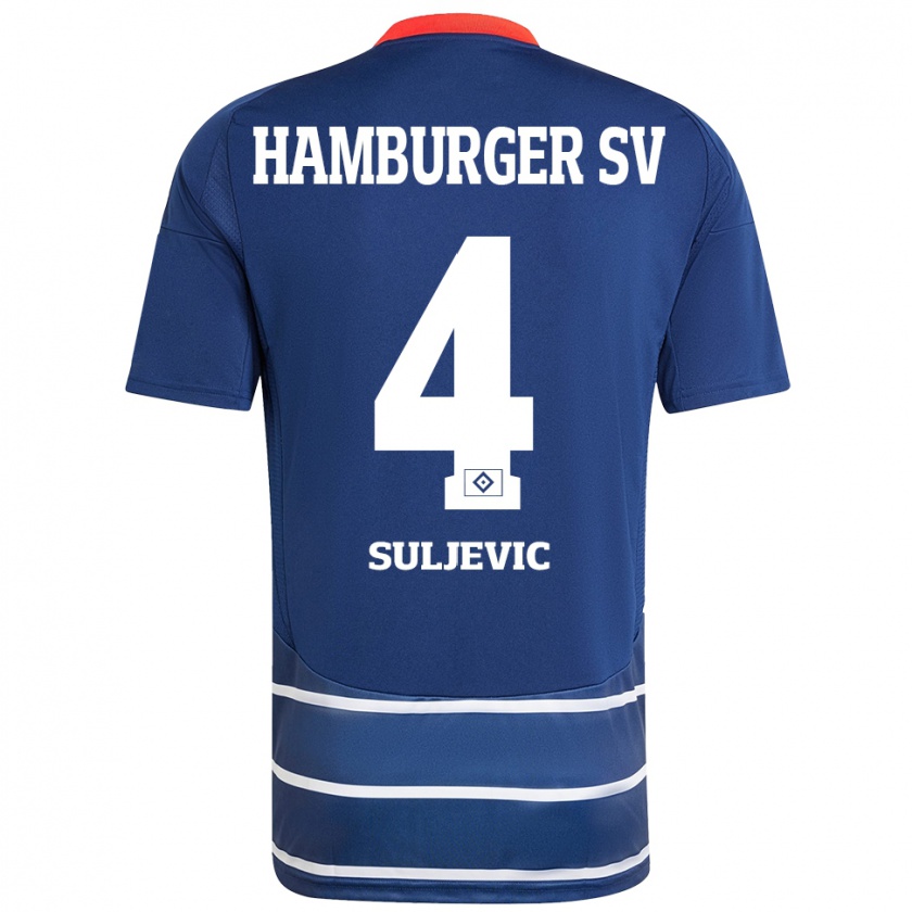 Kandiny Kinder Almin Suljevic #4 Dunkelblau Auswärtstrikot Trikot 2024/25 T-Shirt