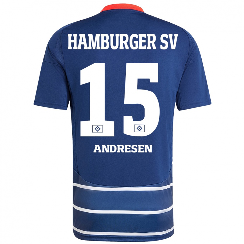 Kandiny Kinder Bent Andresen #15 Dunkelblau Auswärtstrikot Trikot 2024/25 T-Shirt