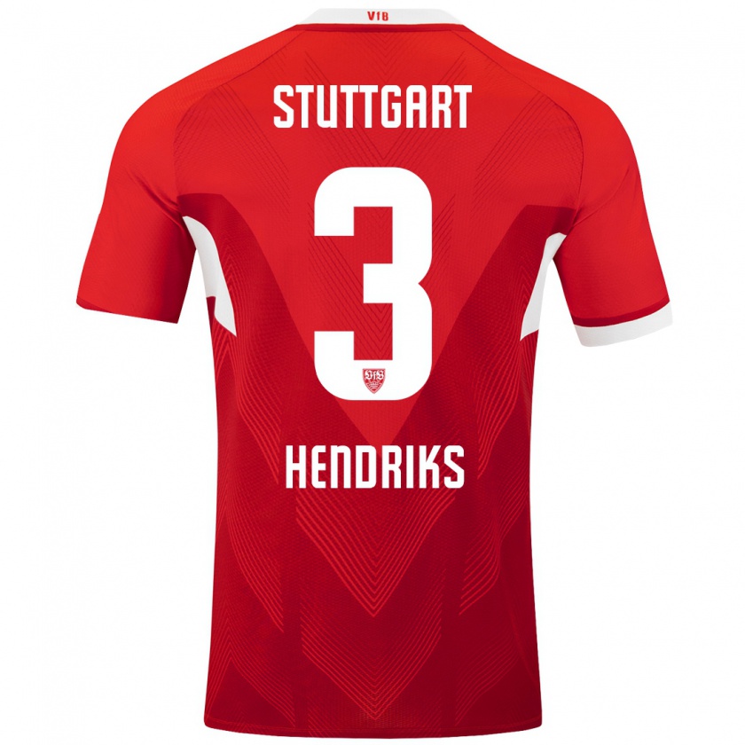 Kandiny Kinder Ramon Hendriks #3 Rot Weiß Auswärtstrikot Trikot 2024/25 T-Shirt