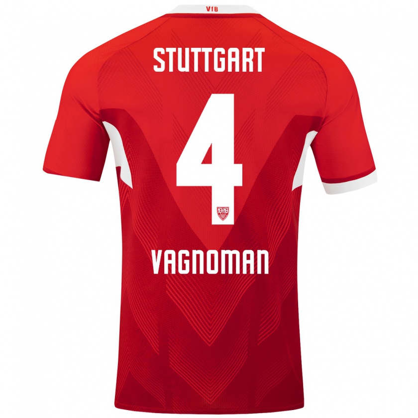 Kandiny Kinder Josha Vagnoman #4 Rot Weiß Auswärtstrikot Trikot 2024/25 T-Shirt