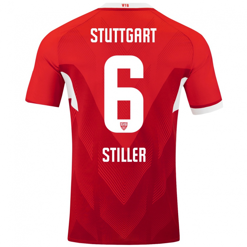 Kandiny Kinder Angelo Stiller #6 Rot Weiß Auswärtstrikot Trikot 2024/25 T-Shirt