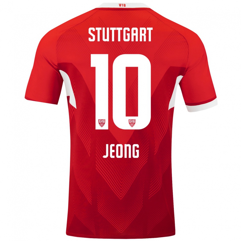 Kandiny Kinder Woo-Yeong Jeong #10 Rot Weiß Auswärtstrikot Trikot 2024/25 T-Shirt