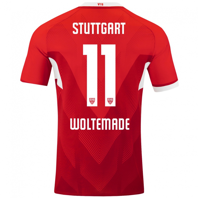 Kandiny Kinder Nick Woltemade #11 Rot Weiß Auswärtstrikot Trikot 2024/25 T-Shirt