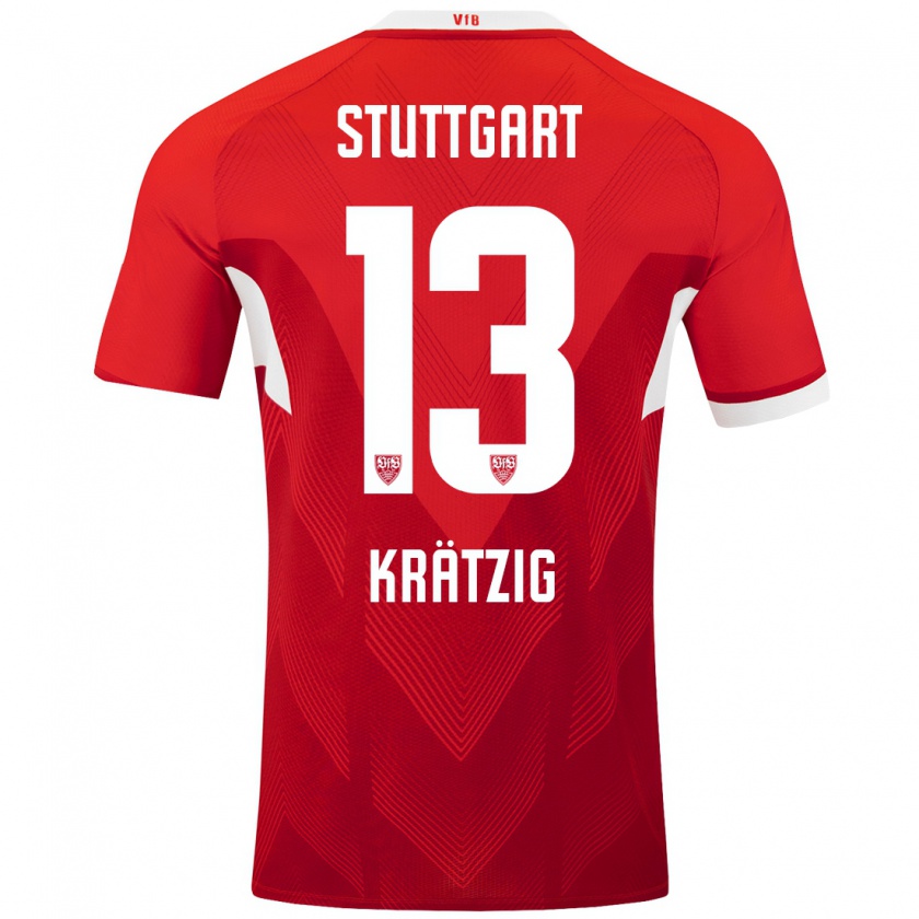 Kandiny Kinder Frans Krätzig #13 Rot Weiß Auswärtstrikot Trikot 2024/25 T-Shirt