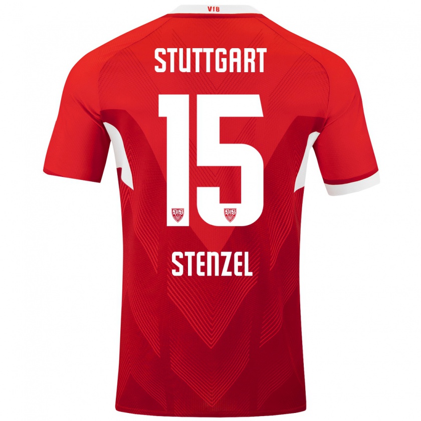 Kandiny Kinder Pascal Stenzel #15 Rot Weiß Auswärtstrikot Trikot 2024/25 T-Shirt