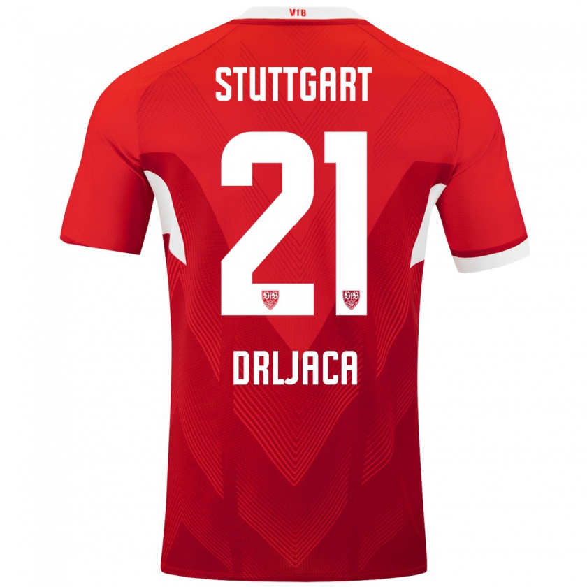 Kandiny Kinder Stefan Drljaca #21 Rot Weiß Auswärtstrikot Trikot 2024/25 T-Shirt