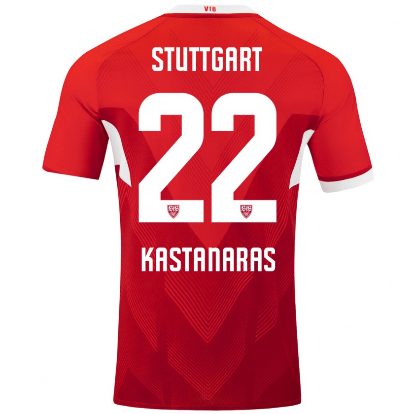 Kandiny Kinder Thomas Kastanaras #22 Rot Weiß Auswärtstrikot Trikot 2024/25 T-Shirt