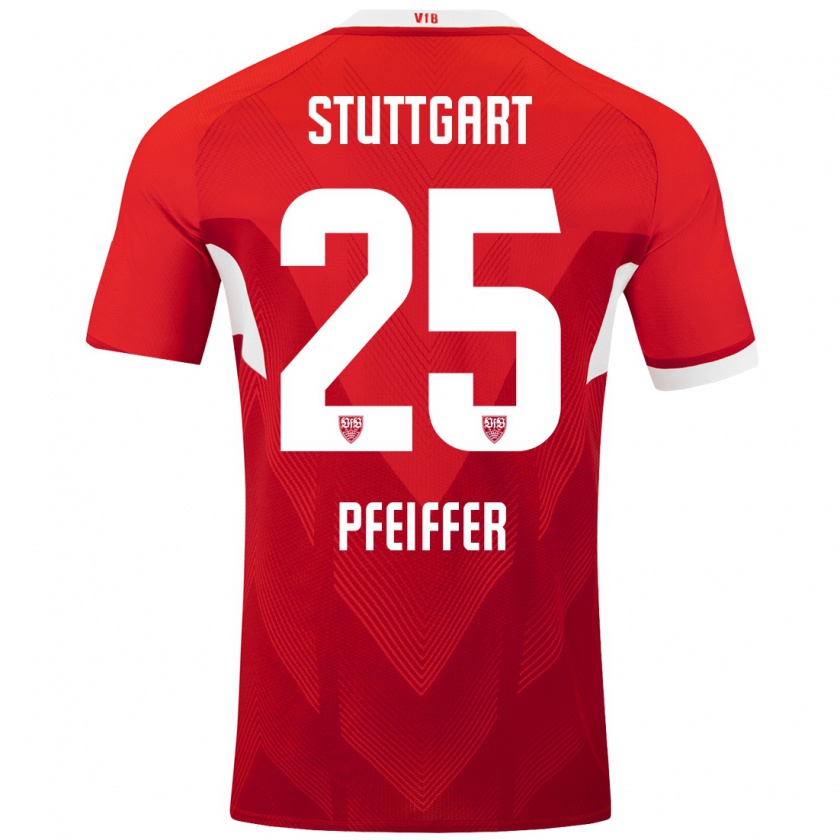 Kandiny Kinder Luca Pfeiffer #25 Rot Weiß Auswärtstrikot Trikot 2024/25 T-Shirt