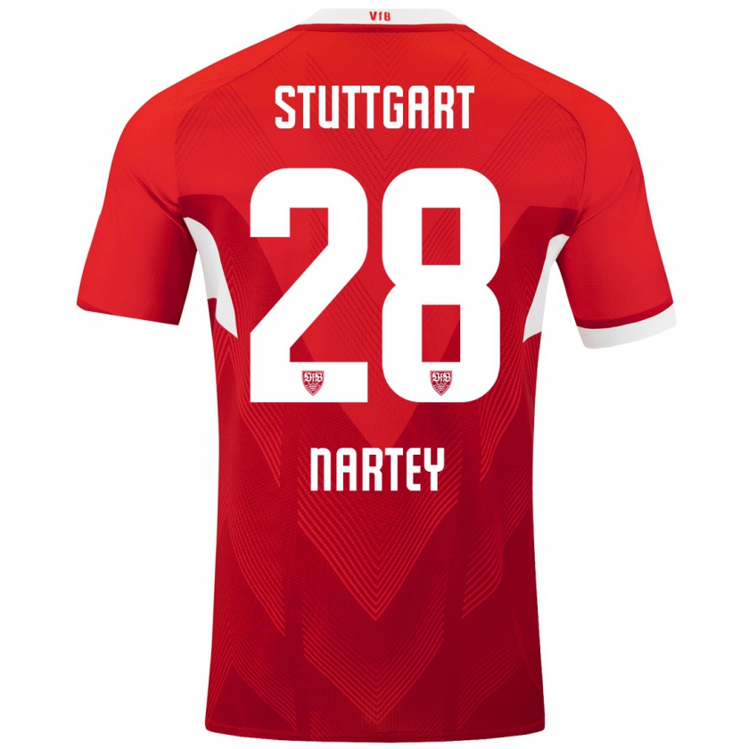 Kandiny Kinder Nikolas Nartey #28 Rot Weiß Auswärtstrikot Trikot 2024/25 T-Shirt