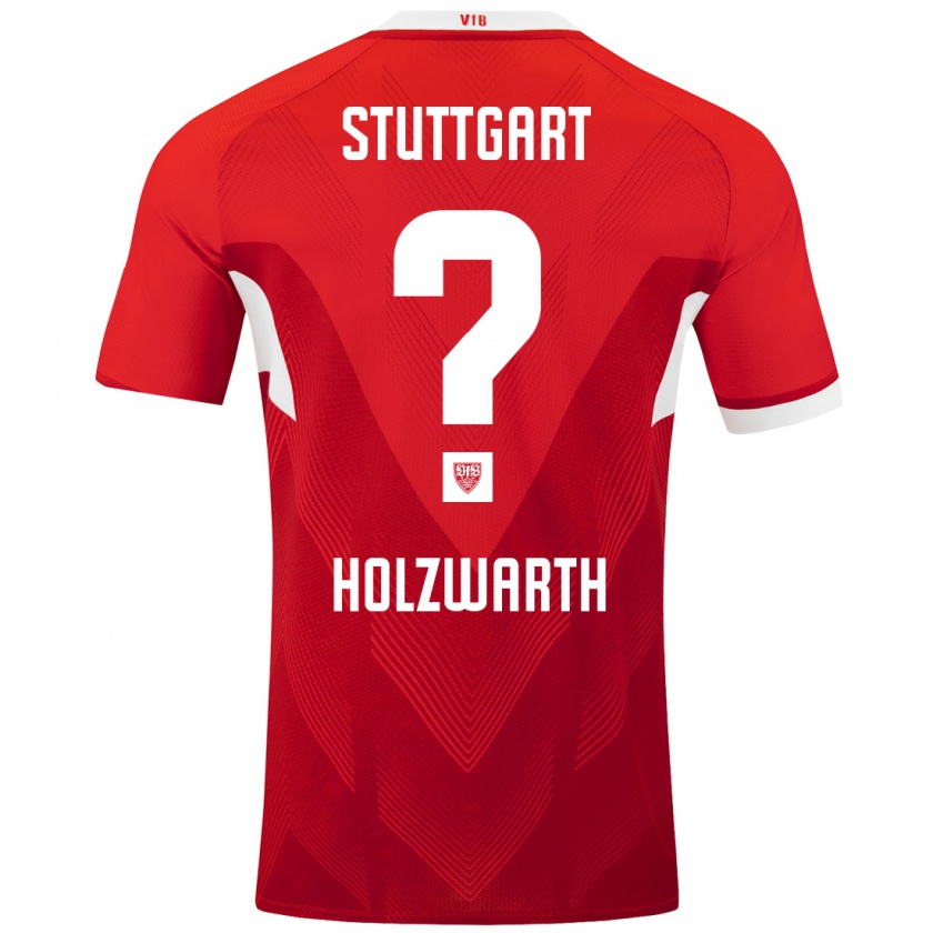 Kandiny Kinder Luc Holzwarth #0 Rot Weiß Auswärtstrikot Trikot 2024/25 T-Shirt