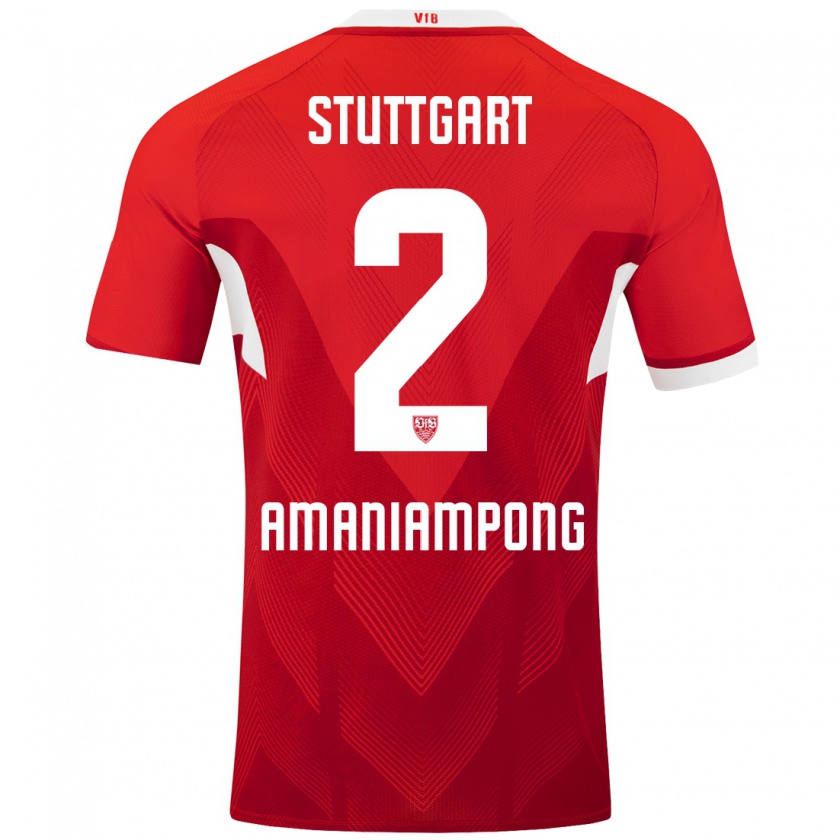 Kandiny Kinder Kaden Amaniampong #2 Rot Weiß Auswärtstrikot Trikot 2024/25 T-Shirt