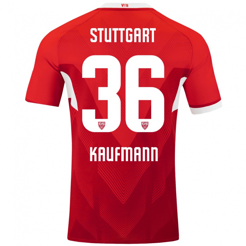 Kandiny Kinder Tino Kaufmann #36 Rot Weiß Auswärtstrikot Trikot 2024/25 T-Shirt