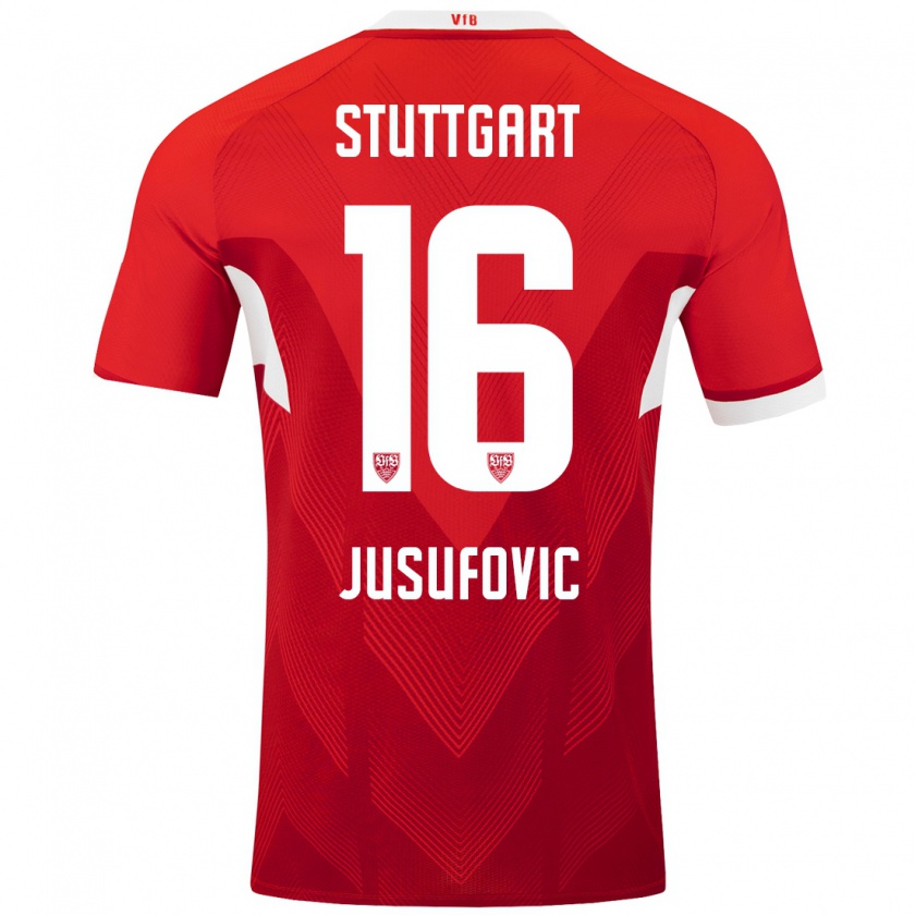 Kandiny Kinder Farah Jusufović #16 Rot Weiß Auswärtstrikot Trikot 2024/25 T-Shirt