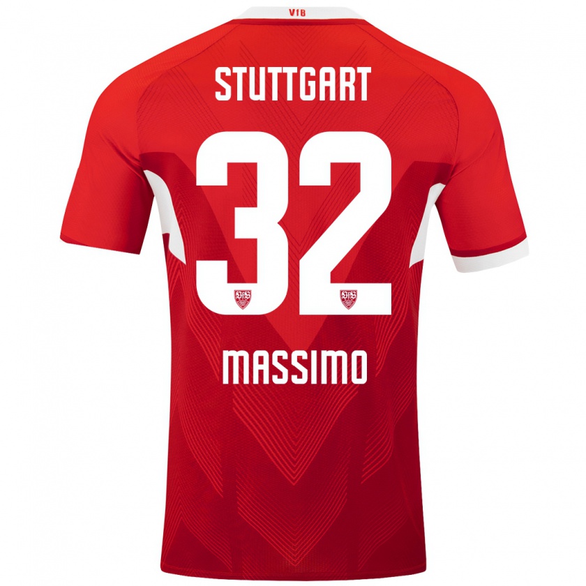 Kandiny Kinder Roberto Massimo #32 Rot Weiß Auswärtstrikot Trikot 2024/25 T-Shirt