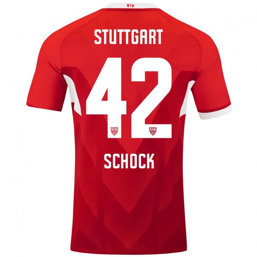 Kandiny Kinder Florian Schock #42 Rot Weiß Auswärtstrikot Trikot 2024/25 T-Shirt