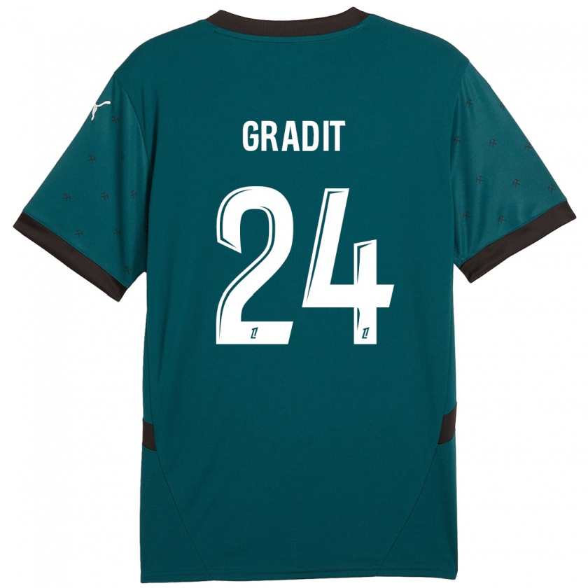 Kandiny Kinder Jonathan Gradit #24 Dunkelgrün Auswärtstrikot Trikot 2024/25 T-Shirt