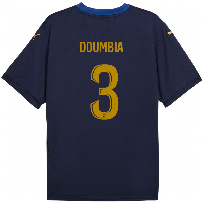 Kandiny Kinder Kamory Doumbia #3 Marineblau Gold Auswärtstrikot Trikot 2024/25 T-Shirt