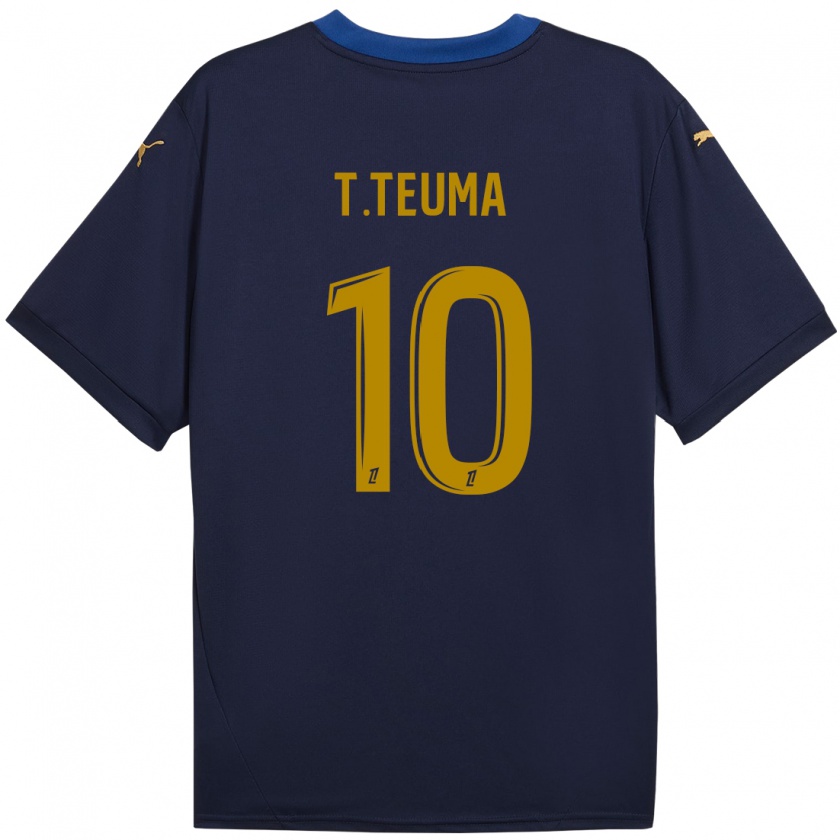 Kandiny Kinder Teddy Teuma #10 Marineblau Gold Auswärtstrikot Trikot 2024/25 T-Shirt