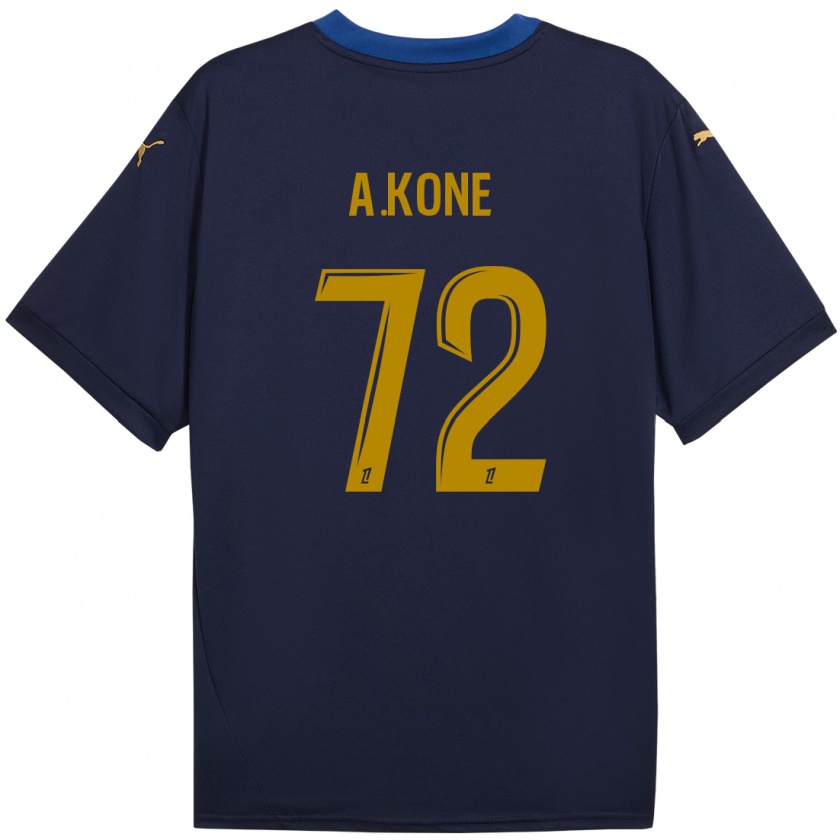 Kandiny Kinder Amadou Koné #72 Marineblau Gold Auswärtstrikot Trikot 2024/25 T-Shirt