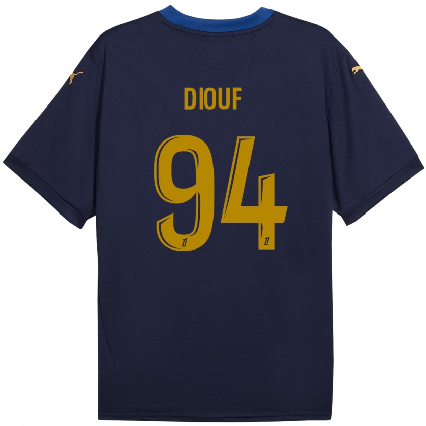 Kandiny Kinder Yehvann Diouf #94 Marineblau Gold Auswärtstrikot Trikot 2024/25 T-Shirt