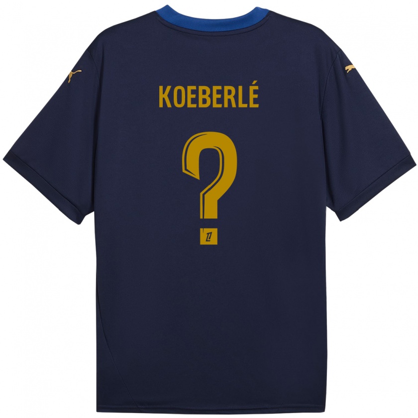 Kandiny Kinder Samuel Koeberlé #0 Marineblau Gold Auswärtstrikot Trikot 2024/25 T-Shirt