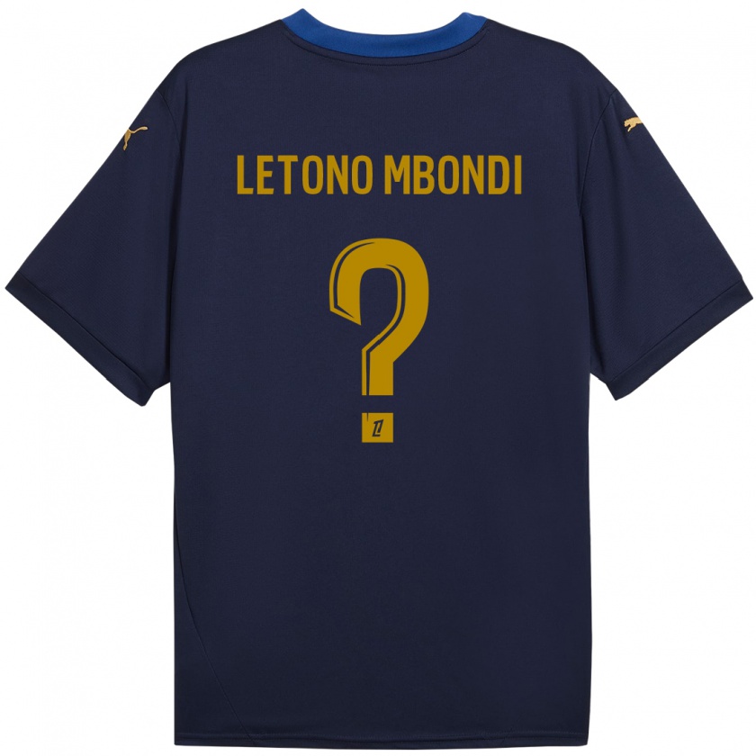 Kandiny Kinder Christ-Emmanuel Letono Mbondi #0 Marineblau Gold Auswärtstrikot Trikot 2024/25 T-Shirt