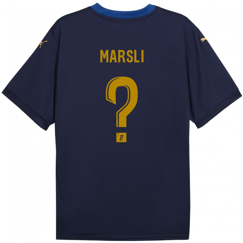 Kandiny Kinder Adam Marsli #0 Marineblau Gold Auswärtstrikot Trikot 2024/25 T-Shirt