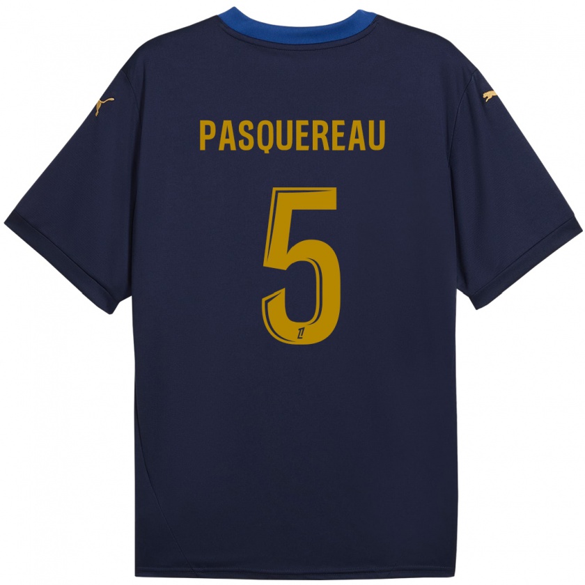 Kandiny Kinder Julie Pasquereau #5 Marineblau Gold Auswärtstrikot Trikot 2024/25 T-Shirt