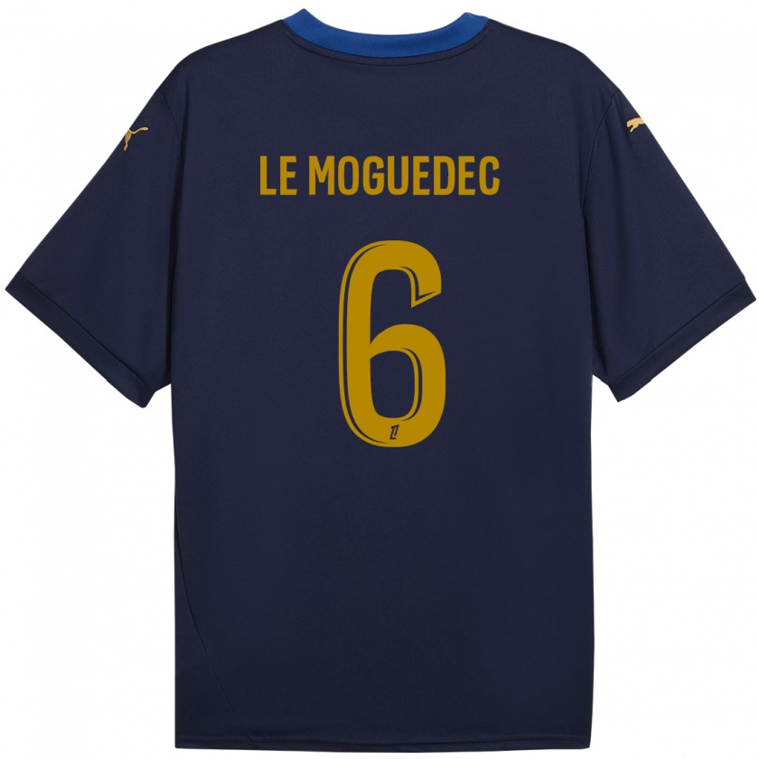 Kandiny Kinder Anaële Le Moguédec #6 Marineblau Gold Auswärtstrikot Trikot 2024/25 T-Shirt