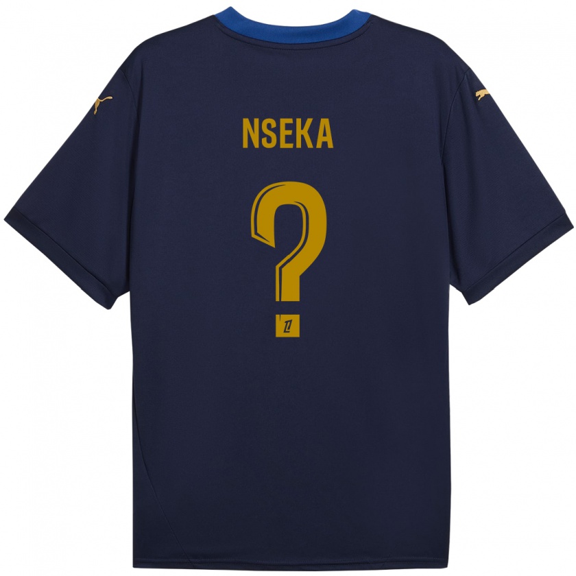 Kandiny Kinder Nelson Nseka #0 Marineblau Gold Auswärtstrikot Trikot 2024/25 T-Shirt