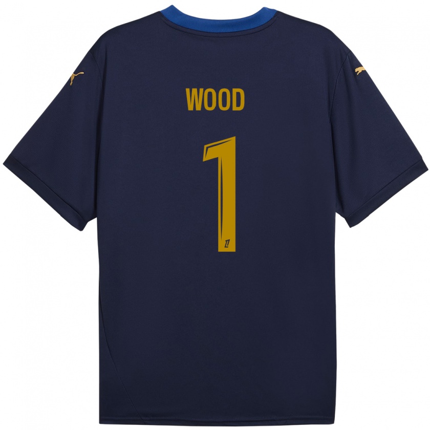 Kandiny Kinder Mackenzie Wood #1 Marineblau Gold Auswärtstrikot Trikot 2024/25 T-Shirt