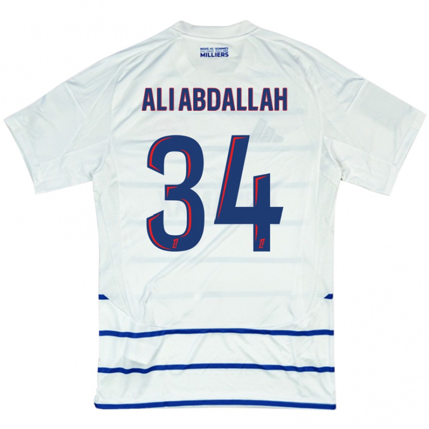 Kandiny Kinder Aboubacar Ali Abdallah #34 Weiß Blau Auswärtstrikot Trikot 2024/25 T-Shirt