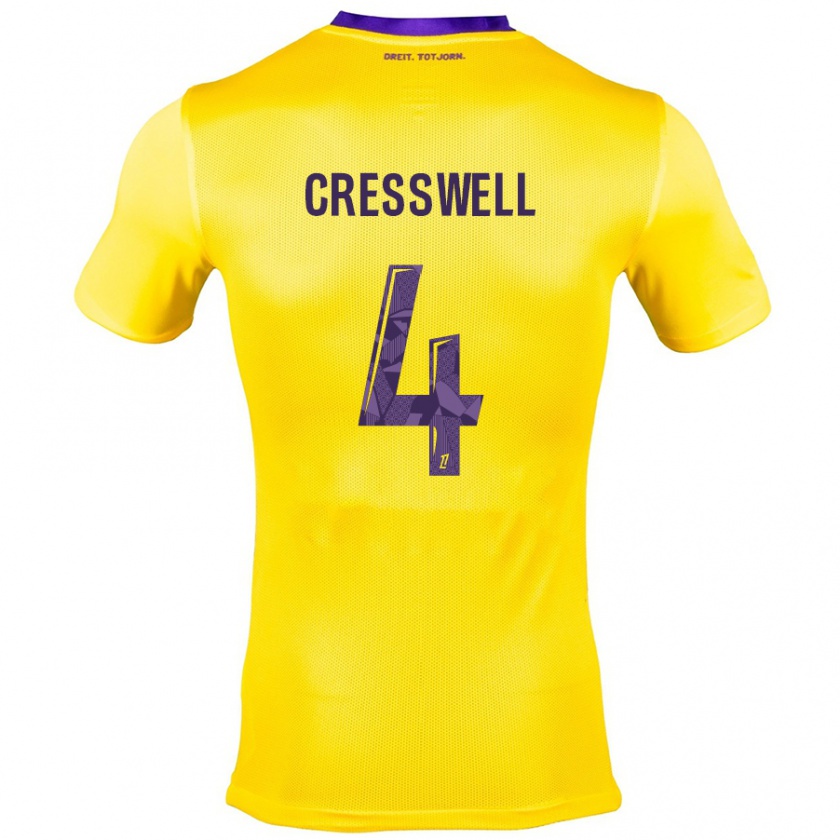 Kandiny Kinder Charlie Cresswell #4 Gelb Lila Auswärtstrikot Trikot 2024/25 T-Shirt