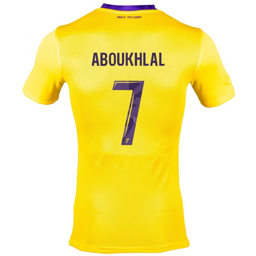 Kandiny Kinder Zakaria Aboukhlal #7 Gelb Lila Auswärtstrikot Trikot 2024/25 T-Shirt