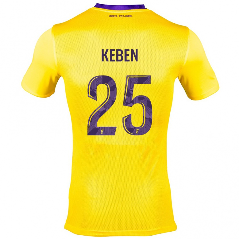 Kandiny Kinder Kévin Keben #25 Gelb Lila Auswärtstrikot Trikot 2024/25 T-Shirt