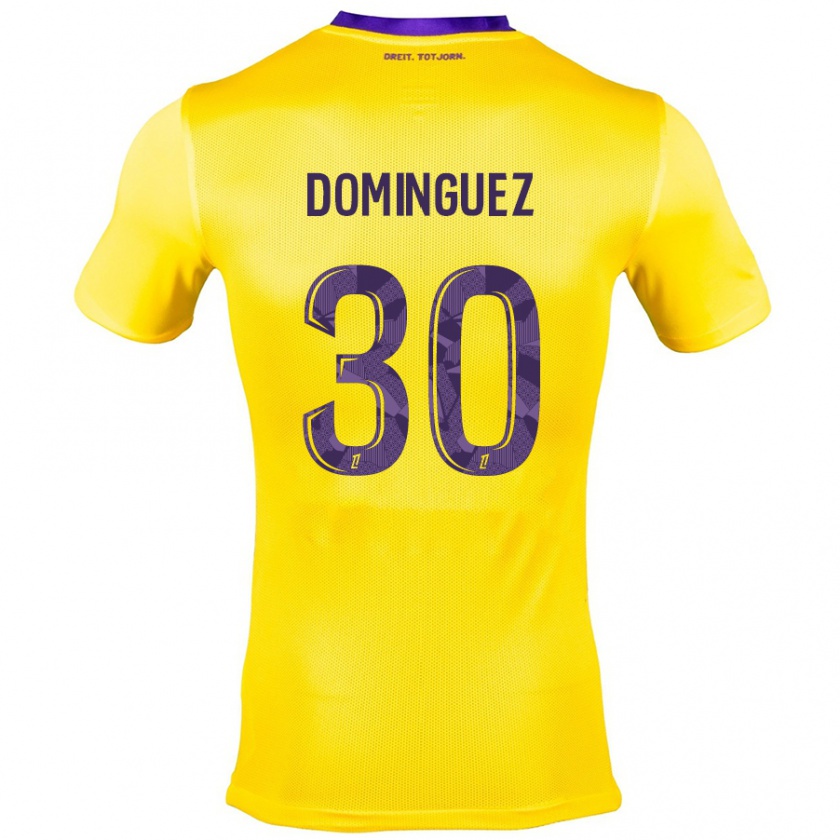 Kandiny Kinder Álex Domínguez #30 Gelb Lila Auswärtstrikot Trikot 2024/25 T-Shirt