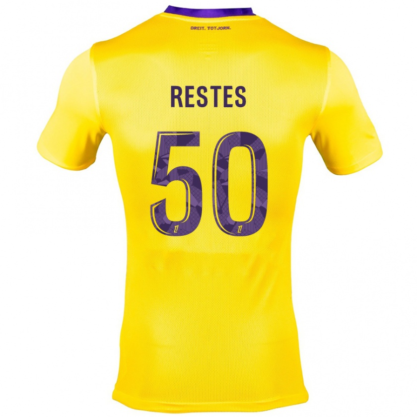 Kandiny Kinder Guillaume Restes #50 Gelb Lila Auswärtstrikot Trikot 2024/25 T-Shirt