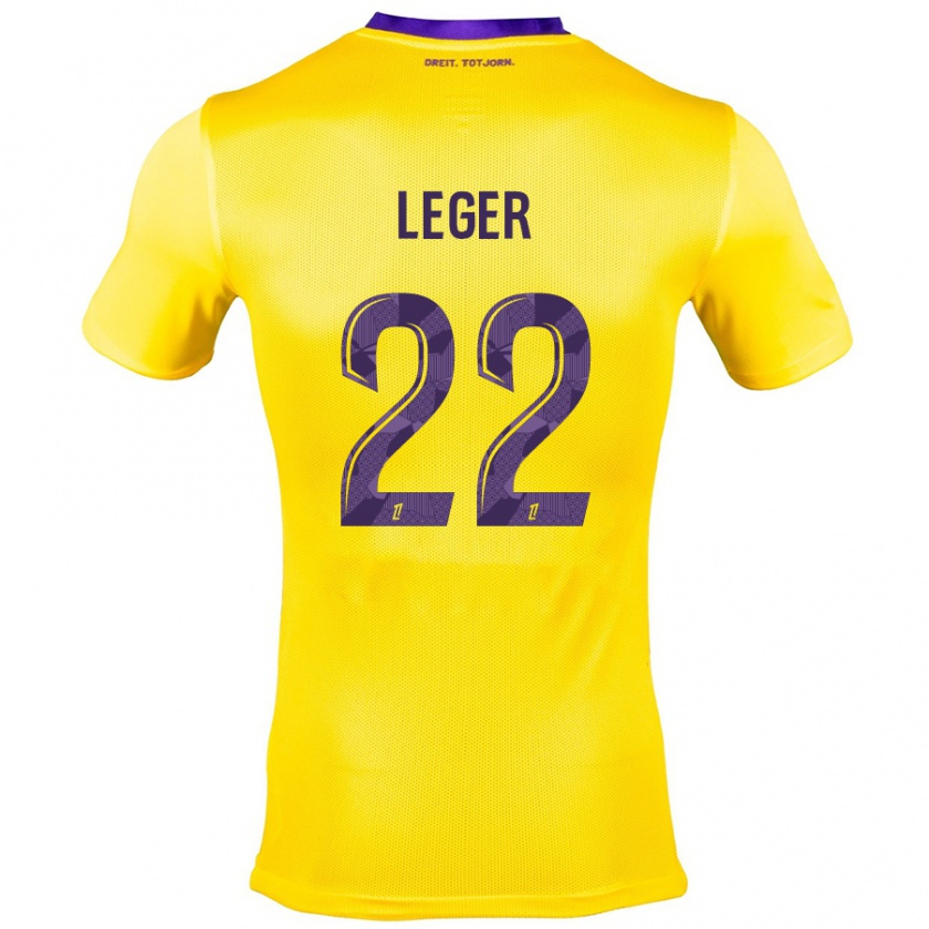 Kandiny Kinder Christelle Léger #22 Gelb Lila Auswärtstrikot Trikot 2024/25 T-Shirt