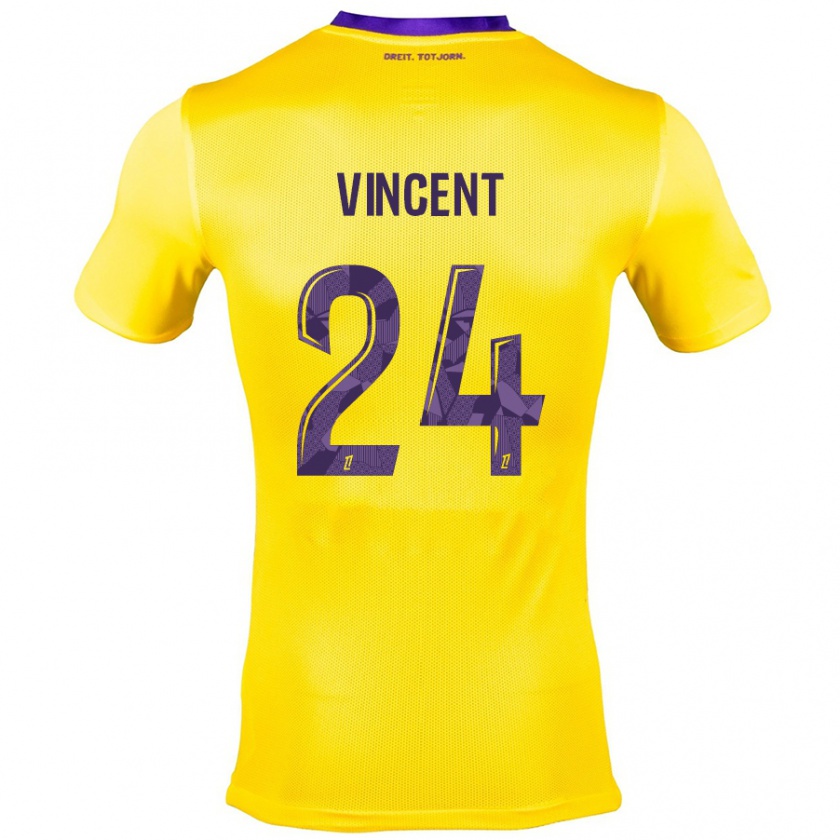 Kandiny Kinder Magalie Vincent #24 Gelb Lila Auswärtstrikot Trikot 2024/25 T-Shirt